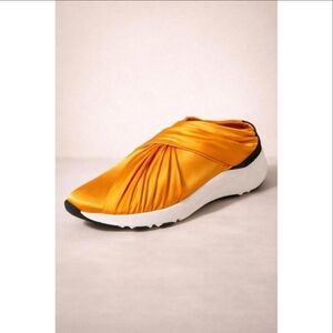 Casadei Orange Satin Stretch Slip On Sneaker Chain Detail Size 40 Italy New